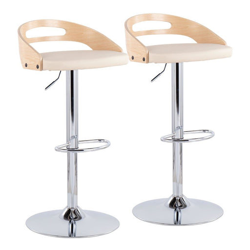 LumiSource Cassis Adj Barstool, Set/2, CH/NAT/CR - BS-CASSIS2-SWVOVLNACR2