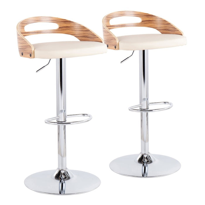 LumiSource Cassis Adj Barstool, Set/2, CH/Zebra/CR - BS-CASSIS2-SWVOVLZBCR2