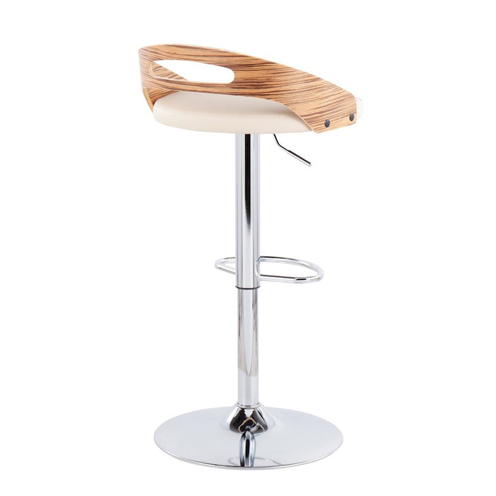 LumiSource Cassis Adj Barstool, Set/2, CH/Zebra/CR