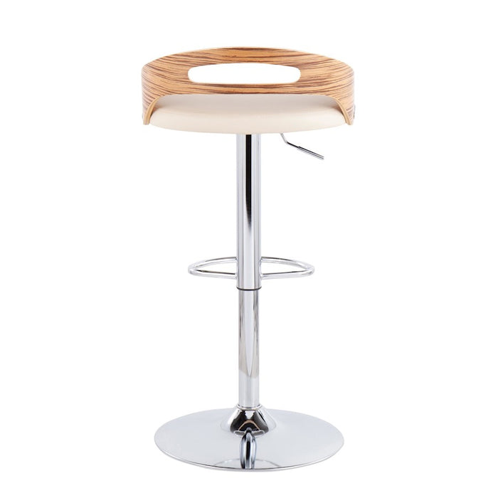 LumiSource Cassis Adj Barstool, Set/2, CH/Zebra/CR
