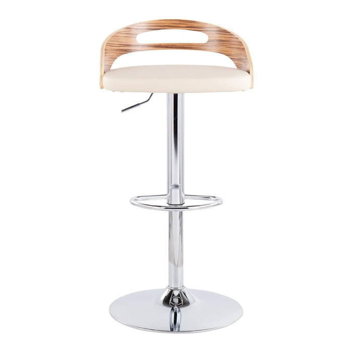 LumiSource Cassis Adj Barstool, Set/2, CH/Zebra/CR