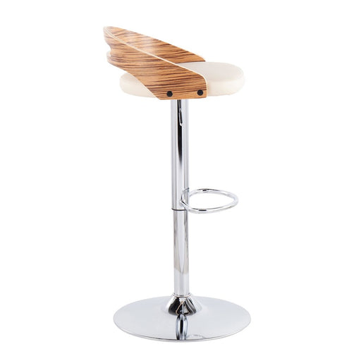 LumiSource Cassis Barstool in Chrome/Zebra Wood/Cream PU