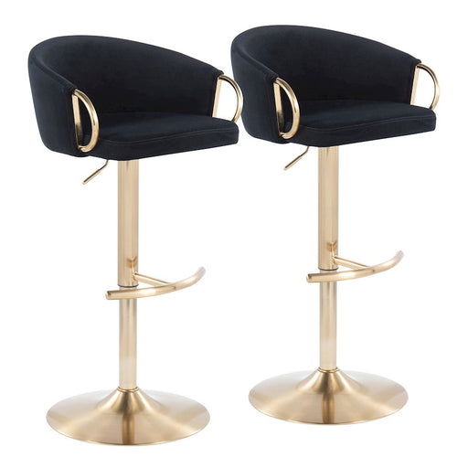 LumiSource Claire Adjustable Bar Stool, Set of 2, Gold/Black - BS-CLAIRE2AUVBK2