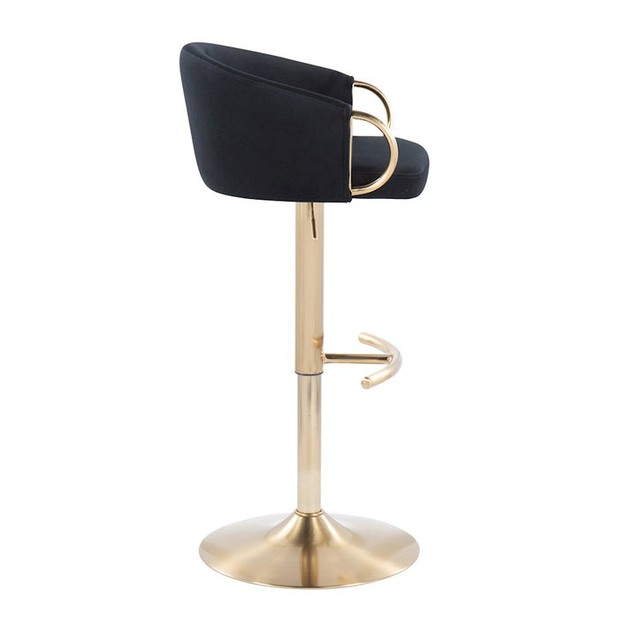 LumiSource Claire Adjustable Bar Stool, Set of 2, Gold/Black