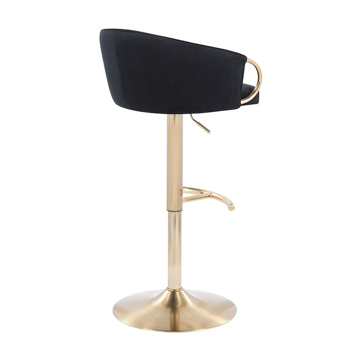 LumiSource Claire Adjustable Bar Stool, Set of 2, Gold/Black