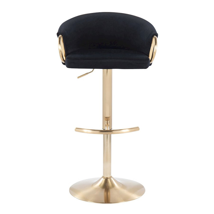LumiSource Claire Adjustable Bar Stool, Set of 2, Gold/Black