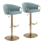 LumiSource Claire Adjustable Bar Stool, Set of 2, Gold/Blue - BS-CLAIRE2AUVLBU2