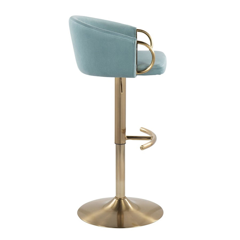 LumiSource Claire Adjustable Bar Stool, Set of 2, Gold/Blue