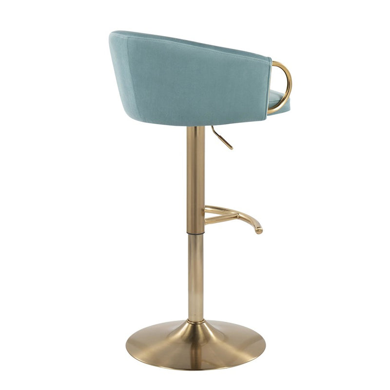 LumiSource Claire Adjustable Bar Stool, Set of 2, Gold/Blue