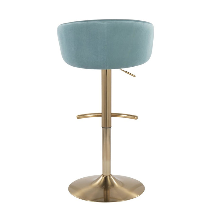 LumiSource Claire Adjustable Bar Stool, Set of 2, Gold/Blue