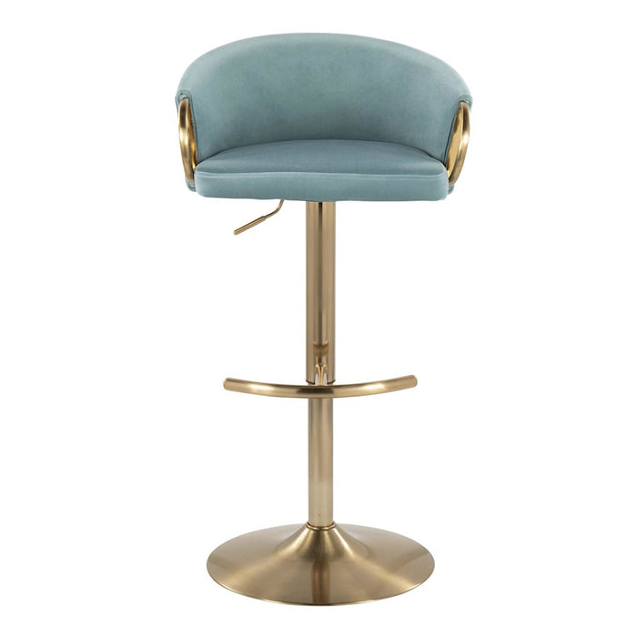 LumiSource Claire Adjustable Bar Stool, Set of 2, Gold/Blue