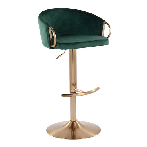 LumiSource Claire Adjustable Bar Stool, Set of 2, Gold/Green