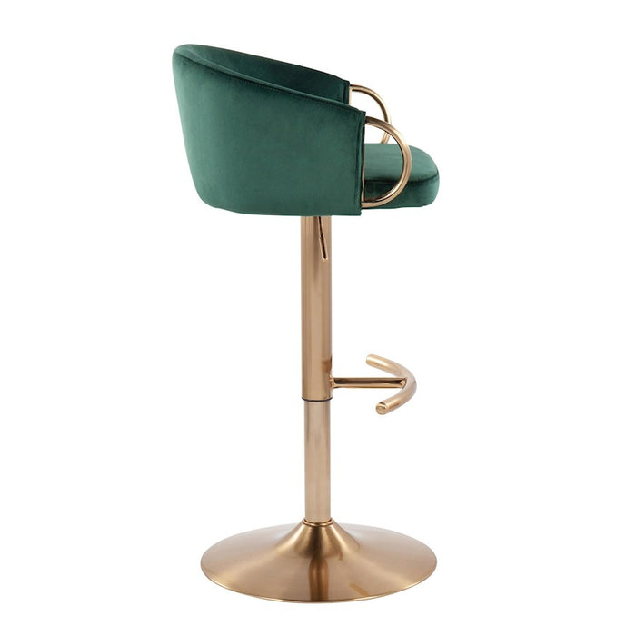 LumiSource Claire Adjustable Bar Stool, Set of 2, Gold/Green