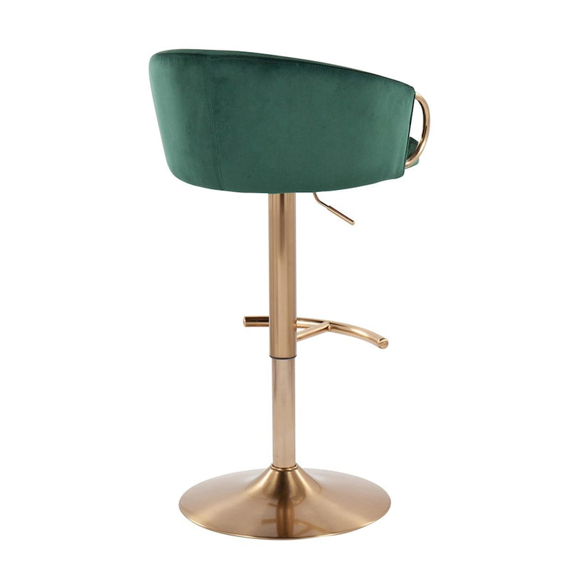 LumiSource Claire Adjustable Bar Stool, Set of 2, Gold/Green