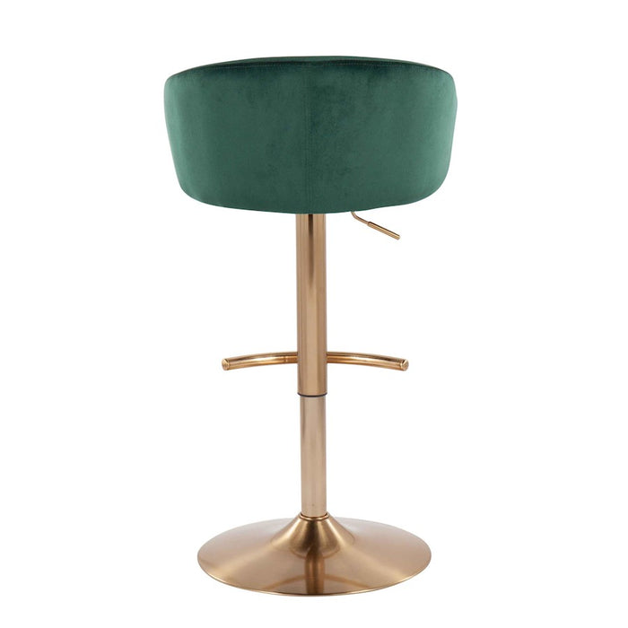 LumiSource Claire Adjustable Bar Stool, Set of 2, Gold/Green