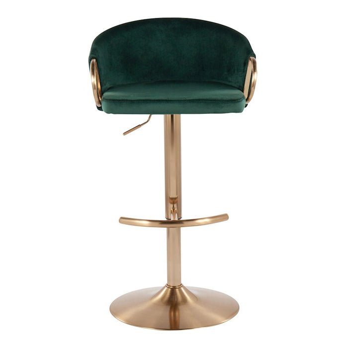 LumiSource Claire Adjustable Bar Stool, Set of 2, Gold/Green
