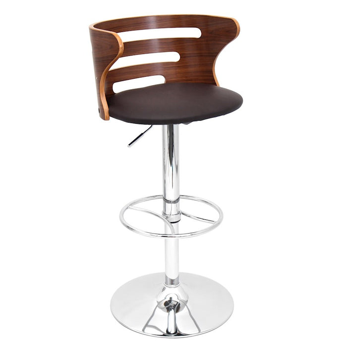 LumiSource Cosi Adj Barstool, Set/2, Chrome/Walnut/Brown