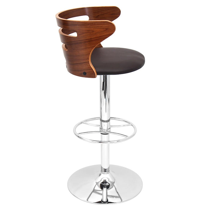 LumiSource Cosi Adj Barstool, Set/2, Chrome/Walnut/Brown