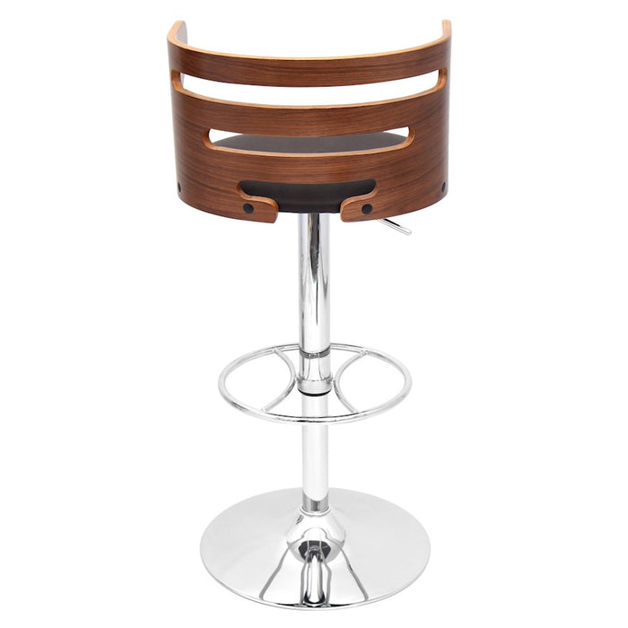 LumiSource Cosi Adj Barstool, Set/2, Chrome/Walnut/Brown