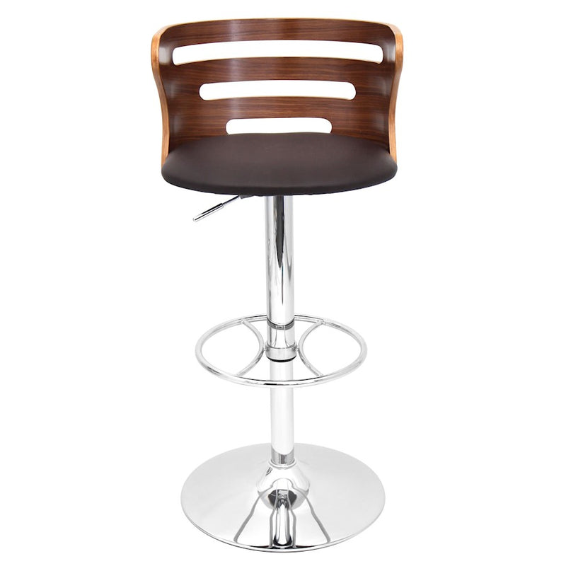LumiSource Cosi Adj Barstool, Set/2, Chrome/Walnut/Brown