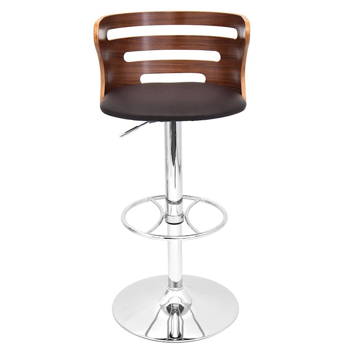 LumiSource Cosi Adj Barstool, Set/2, Chrome/Walnut/Brown