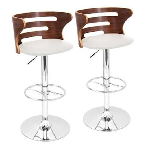LumiSource Cosi Barstool, Set of 2, Chrome/Walnut/Cream PU - BS-COSI2-SWVWHLWLC2