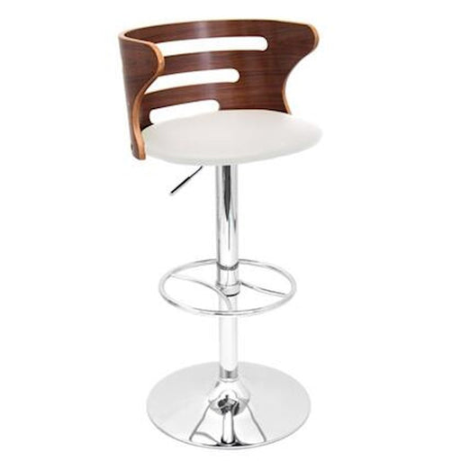 LumiSource Cosi Barstool, Set of 2, Chrome/Walnut/Cream PU