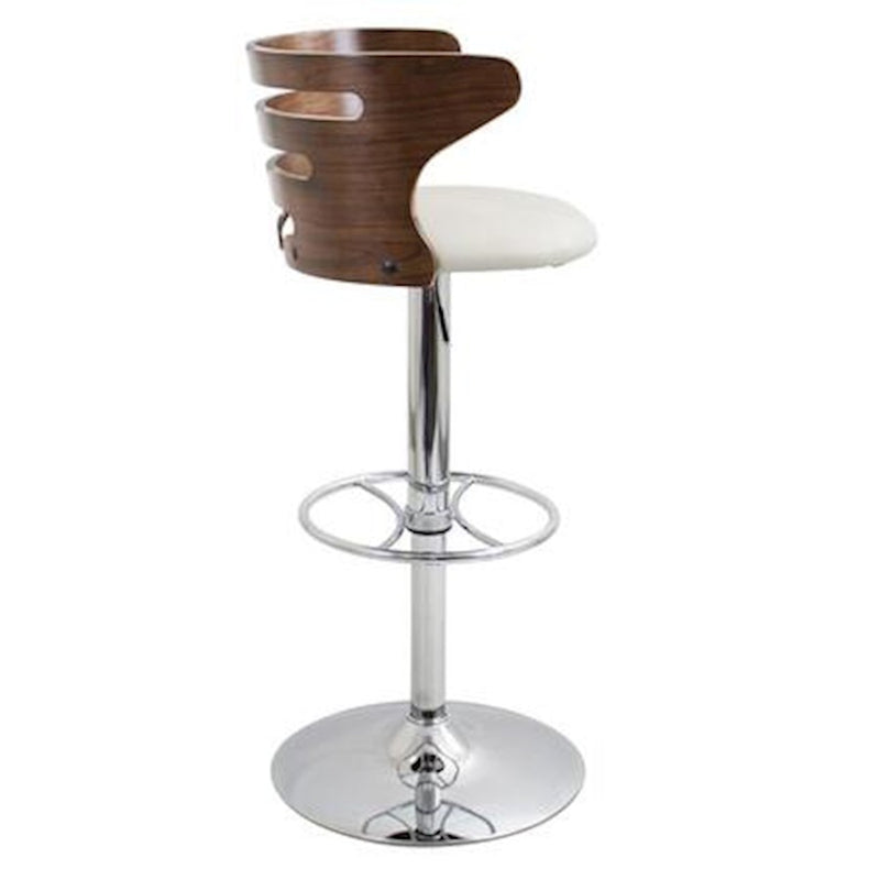 LumiSource Cosi Barstool, Set of 2, Chrome/Walnut/Cream PU