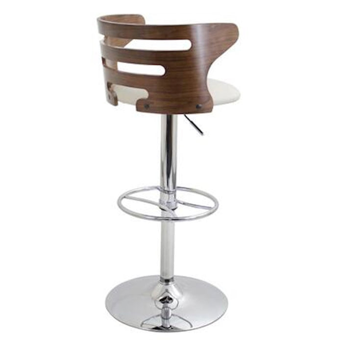 LumiSource Cosi Barstool, Set of 2, Chrome/Walnut/Cream PU