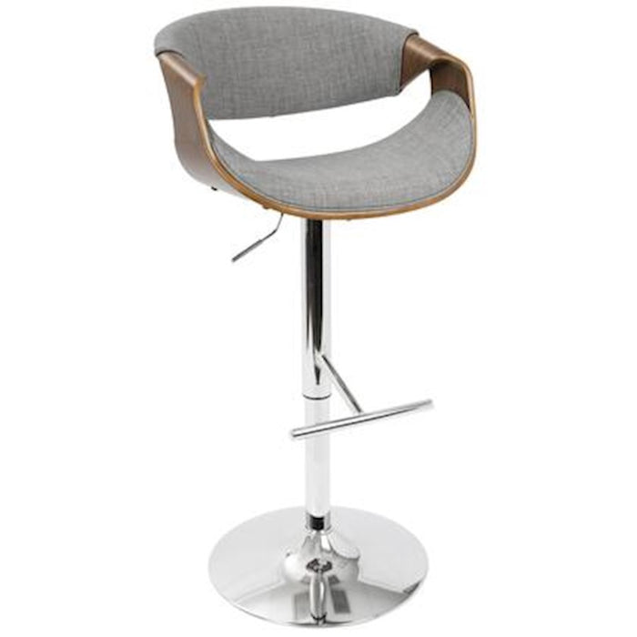 LumiSource Curvo Barstool, Set of 2, Chrome/Walnut/Grey