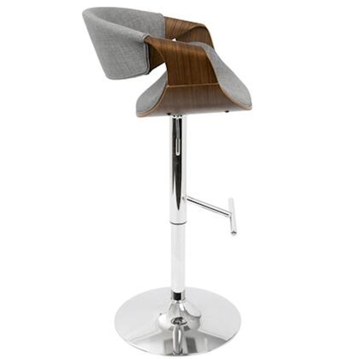 LumiSource Curvo Barstool, Set of 2, Chrome/Walnut/Grey