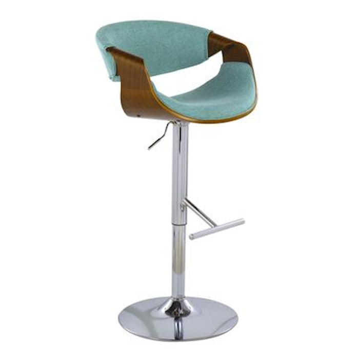 LumiSource Curvo Barstool, Set of 2, Chrome/Walnut/Teal