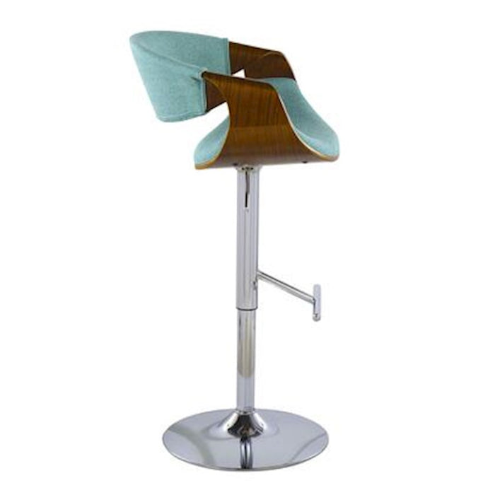 LumiSource Curvo Barstool, Set of 2, Chrome/Walnut/Teal