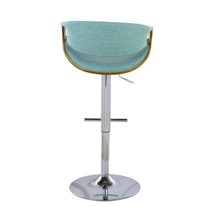 LumiSource Curvo Barstool, Set of 2, Chrome/Walnut/Teal