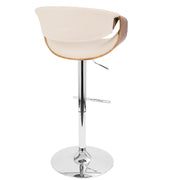 LumiSource Curvo Barstool | Walnut & Cream, Mid-Century Modern | Kitchen & Bar Seating | 21 x 21 x 34-42.5 in H | Model BS-CURVOWL-CR