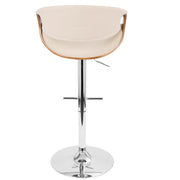 LumiSource Curvo Barstool | Walnut & Cream, Mid-Century Modern | Kitchen & Bar Seating | 21 x 21 x 34-42.5 in H | Model BS-CURVOWL-CR