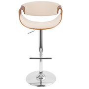 LumiSource Curvo Barstool | Walnut & Cream, Mid-Century Modern | Kitchen & Bar Seating | 21 x 21 x 34-42.5 in H | Model BS-CURVOWL-CR