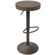 LumiSource Dakota Barstool Set of 2 | Antique Brown Wood & Black Metal | Industrial Kitchen & Bar Seating | 15 x 15 x 23-31 in H | Model BS-DAKAN-BN2