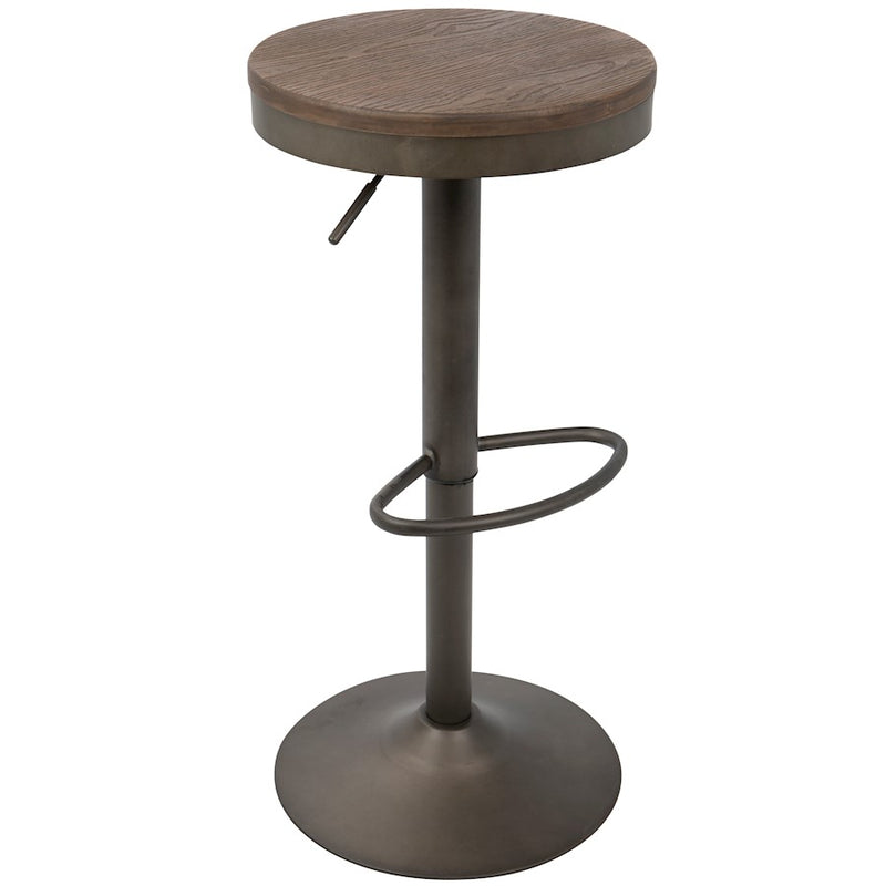LumiSource Dakota Barstool Set of 2 | Antique Brown Wood & Black Metal | Industrial Kitchen & Bar Seating | 15 x 15 x 23-31 in H | Model BS-DAKAN-BN2