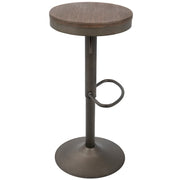LumiSource Dakota Barstool Set of 2 | Antique Brown Wood & Black Metal | Industrial Kitchen & Bar Seating | 15 x 15 x 23-31 in H | Model BS-DAKAN-BN2