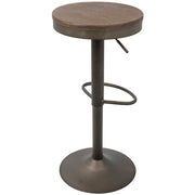 LumiSource Dakota Barstool Set of 2 | Antique Brown Wood & Black Metal | Industrial Kitchen & Bar Seating | 15 x 15 x 23-31 in H | Model BS-DAKAN-BN2