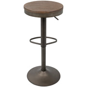 LumiSource Dakota Barstool Set of 2 | Antique Brown Wood & Black Metal | Industrial Kitchen & Bar Seating | 15 x 15 x 23-31 in H | Model BS-DAKAN-BN2