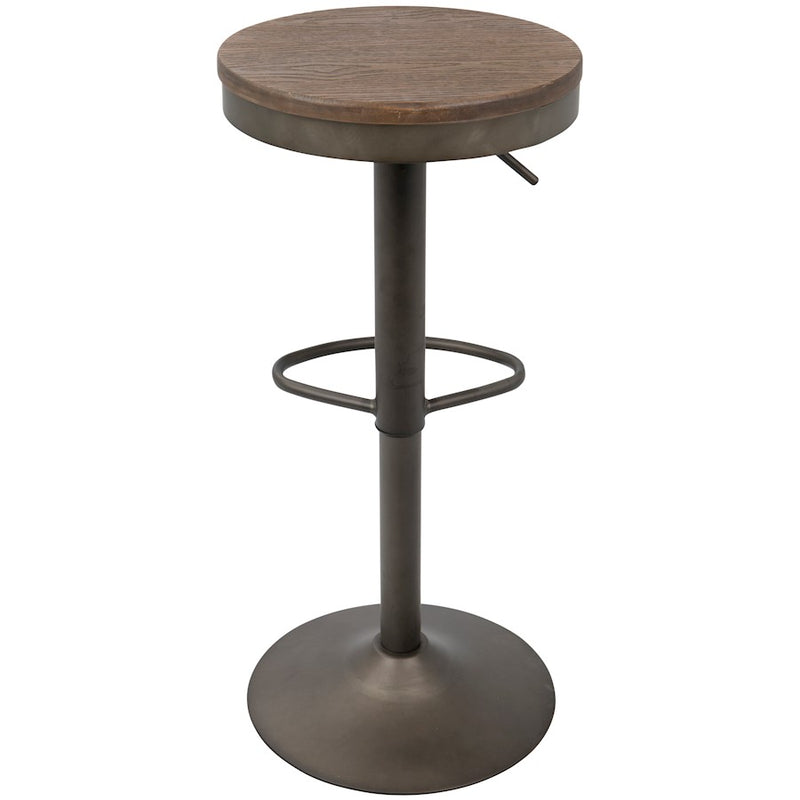 LumiSource Dakota Barstool Set of 2 | Antique Brown Wood & Black Metal | Industrial Kitchen & Bar Seating | 15 x 15 x 23-31 in H | Model BS-DAKAN-BN2