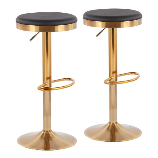 LumiSource Dakota Upholstered Barstool, Set of 2, Gold/Black - BS-DAKOTAAUBK2