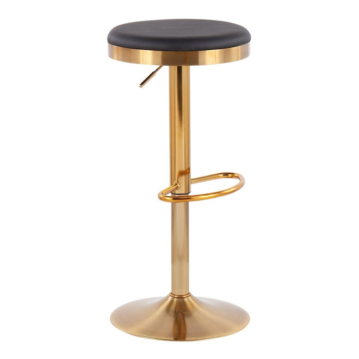 LumiSource Dakota Upholstered Barstool, Set of 2, Gold/Black