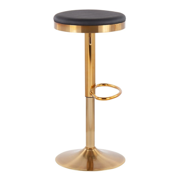 LumiSource Dakota Upholstered Barstool, Set of 2, Gold/Black