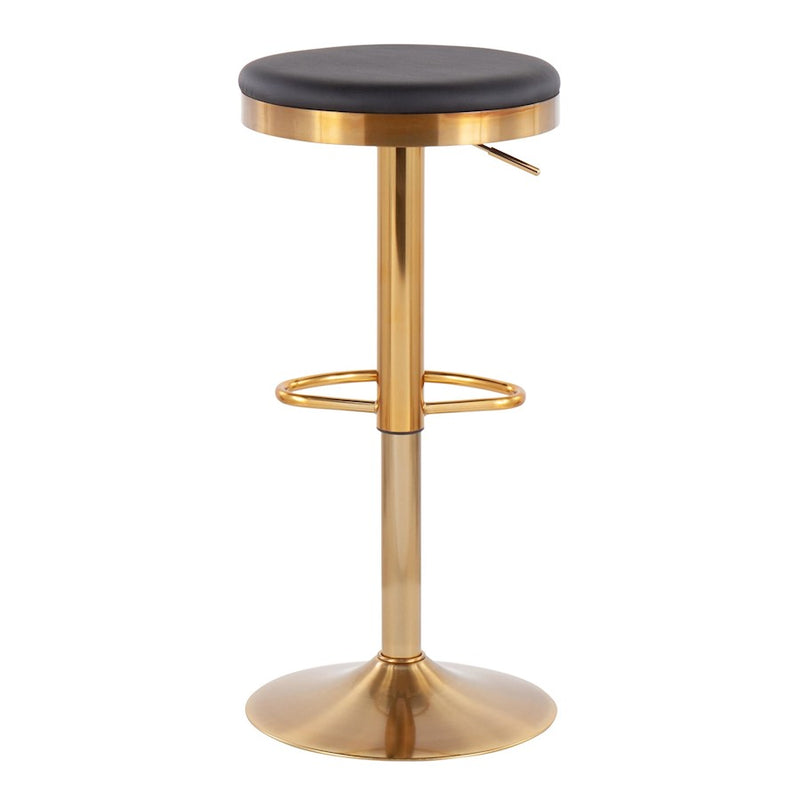 LumiSource Dakota Upholstered Barstool, Set of 2, Gold/Black