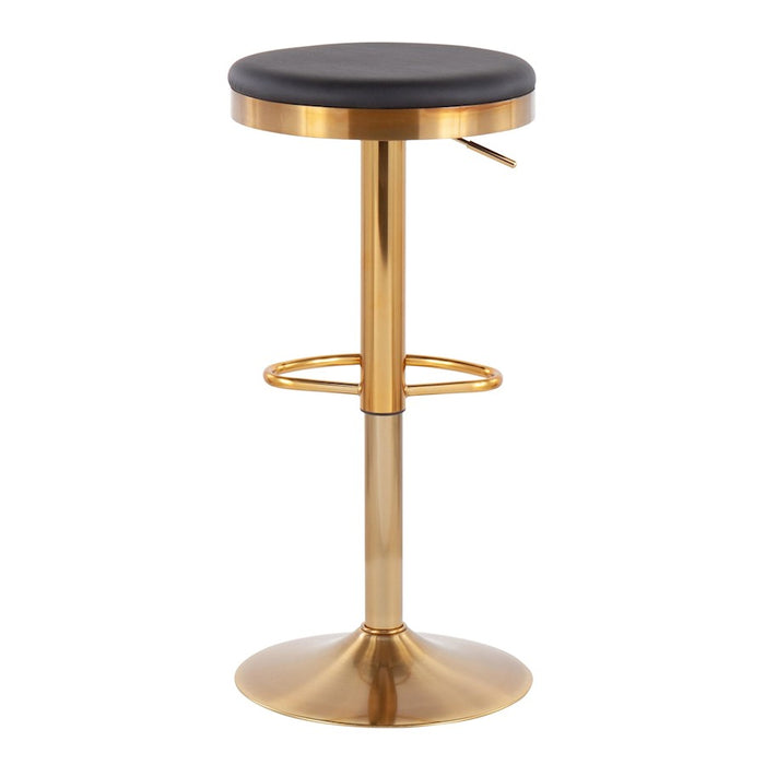 LumiSource Dakota Upholstered Barstool, Set of 2, Gold/Black