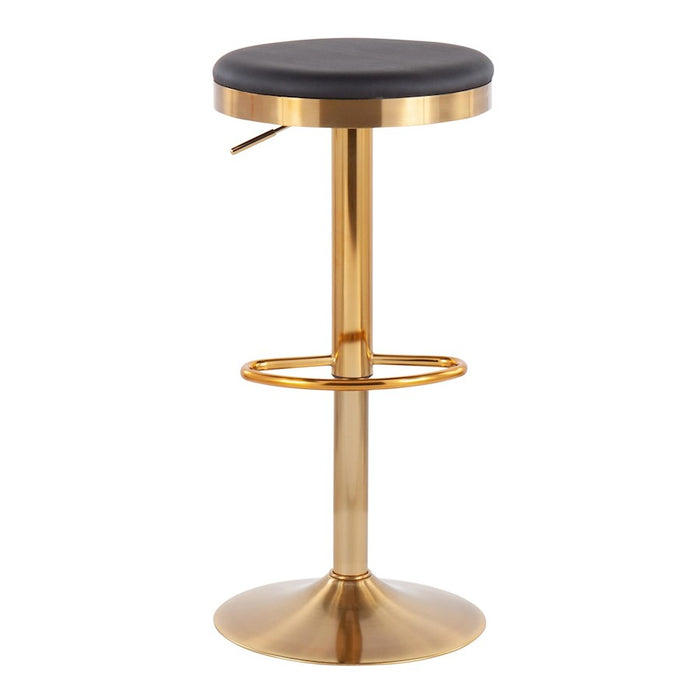 LumiSource Dakota Upholstered Barstool, Set of 2, Gold/Black