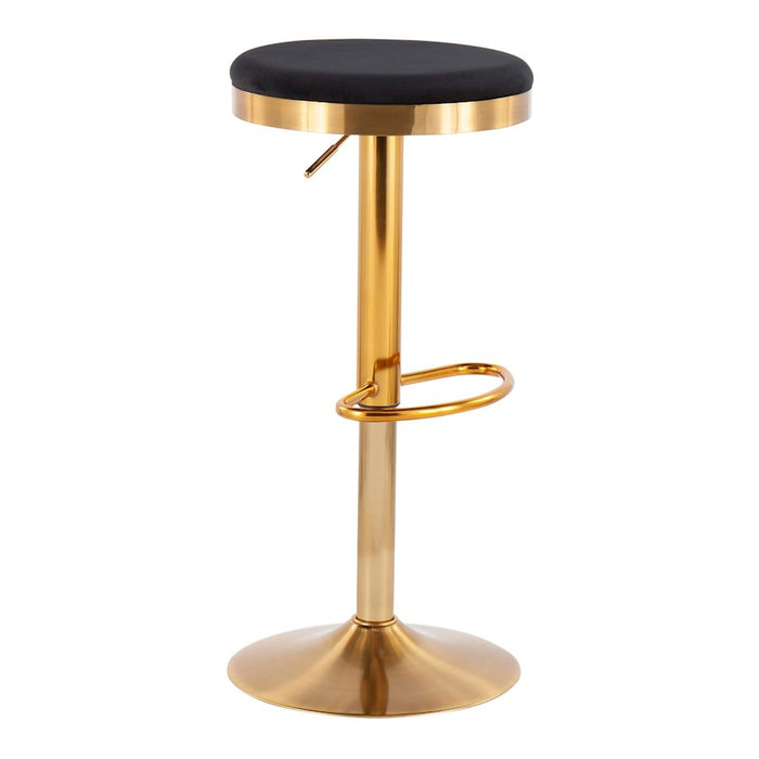 LumiSource Dakota Upholstered Barstool, Set of 2, Gold/Black Velvet